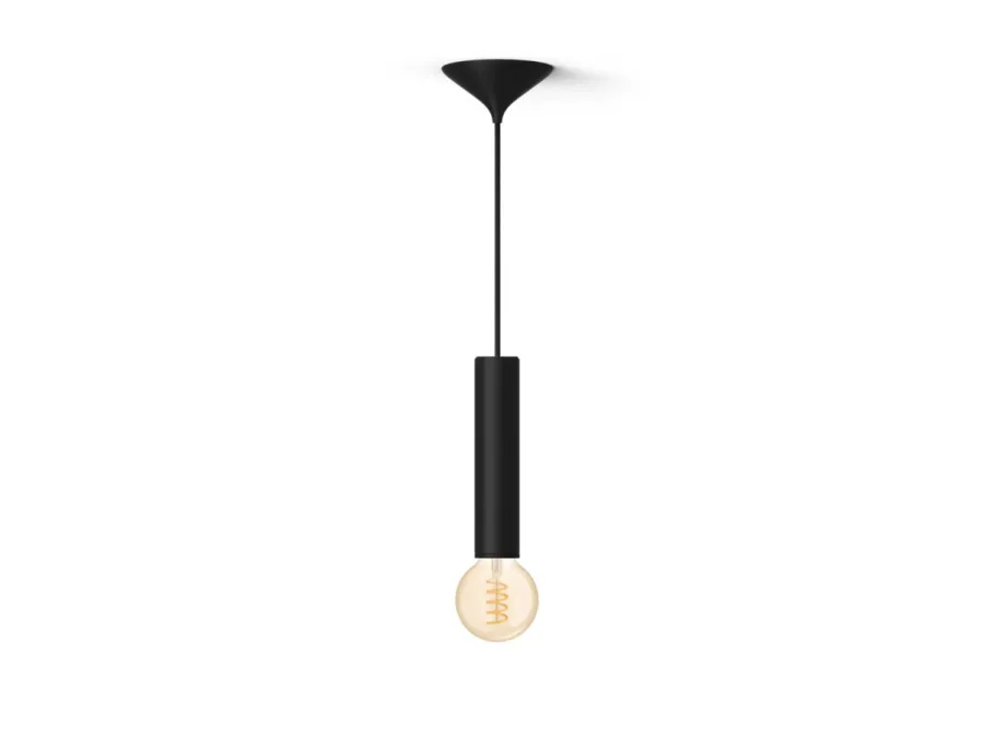 Philips Hue Zestaw: Duża metalowa oprawa z kablem w płóciennym oplocie dla żarówek Filament (czarna) + żarówka G93 White ambiance Filament Globe* Zestawy|Lampy Wiszące